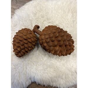 Set of 2 Large Decorative Pinecone Decoration Rust Color Mantle Table Decor